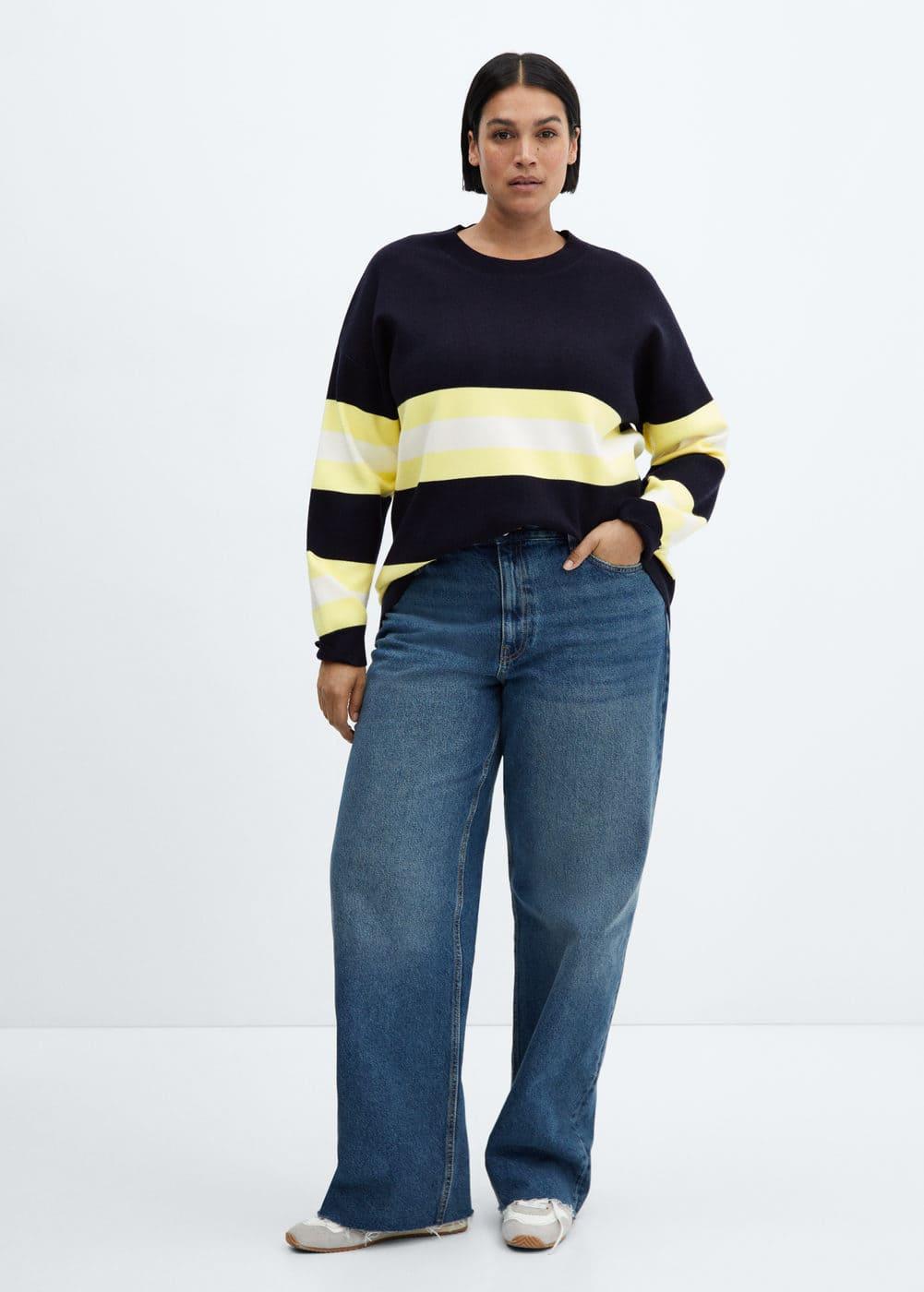 Mango half stripe oversized sweater Product Image