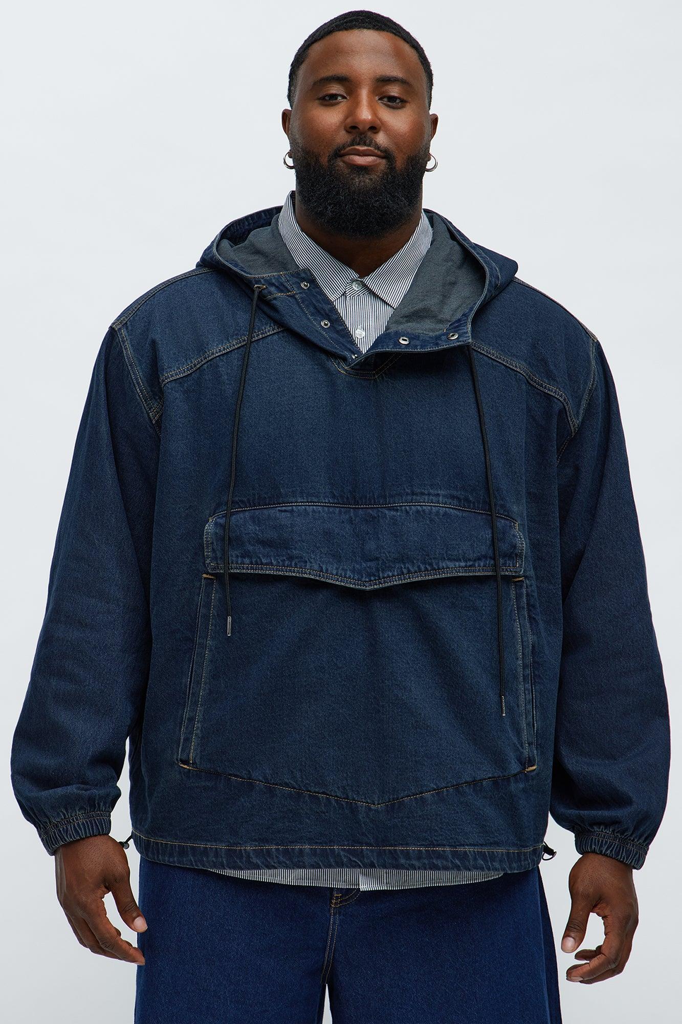 Oversized In My City Anorak Denim Jacket - Dark Wash Product Image