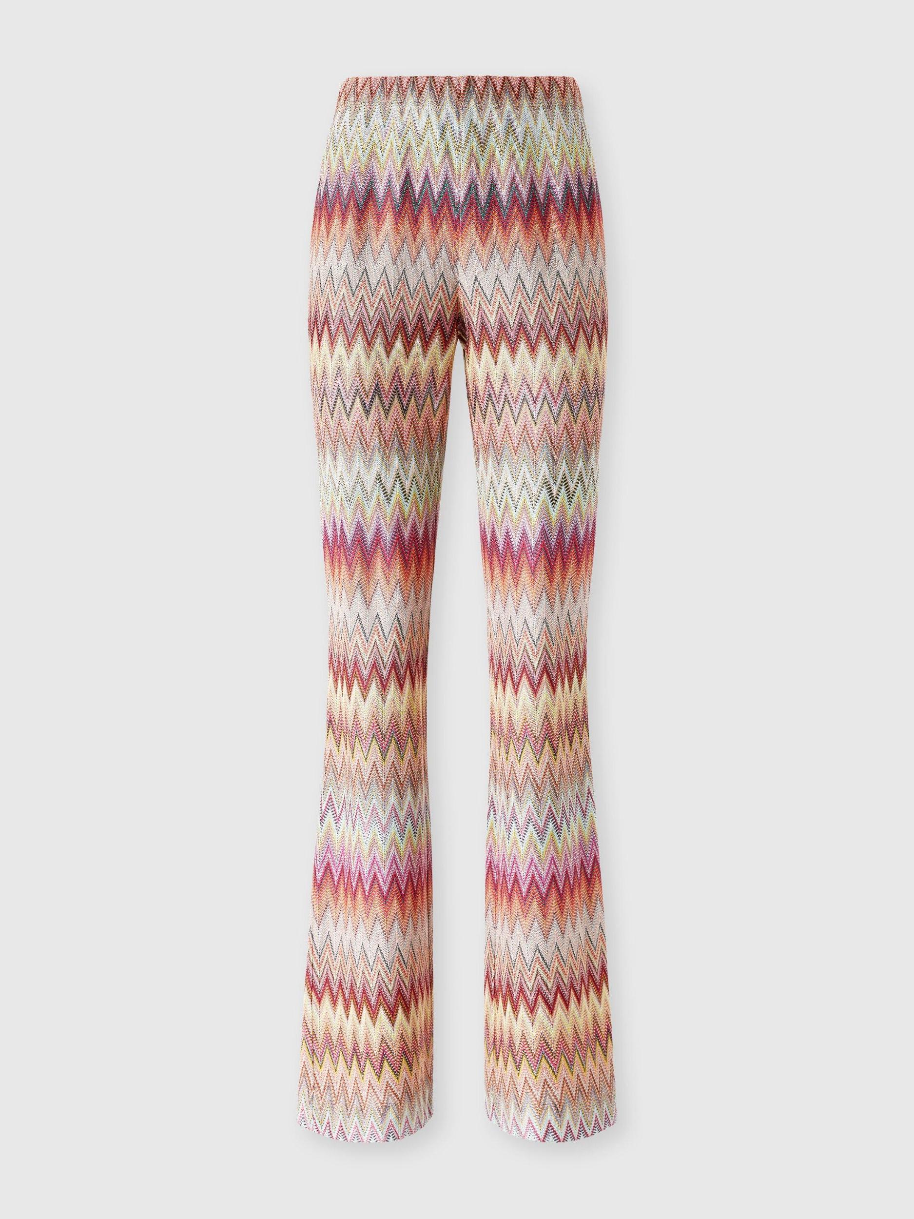 Flared zigzag knit lace trousers Product Image
