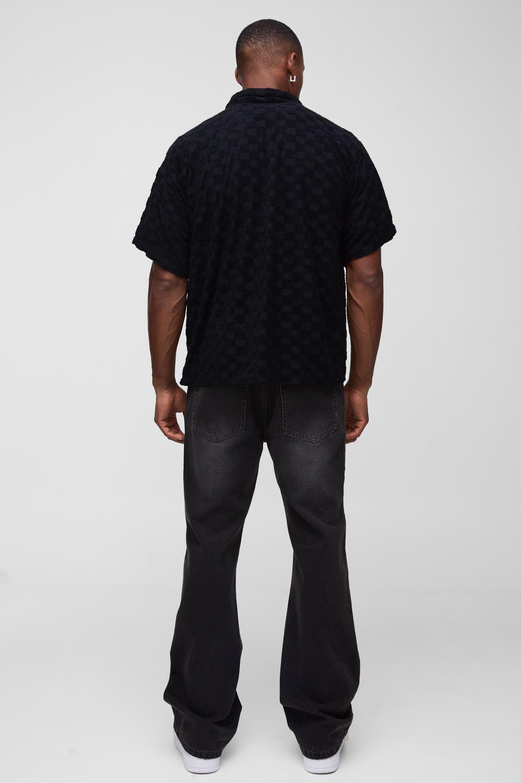Boxy Plaid Towelling Shirt | boohooMAN USA Product Image