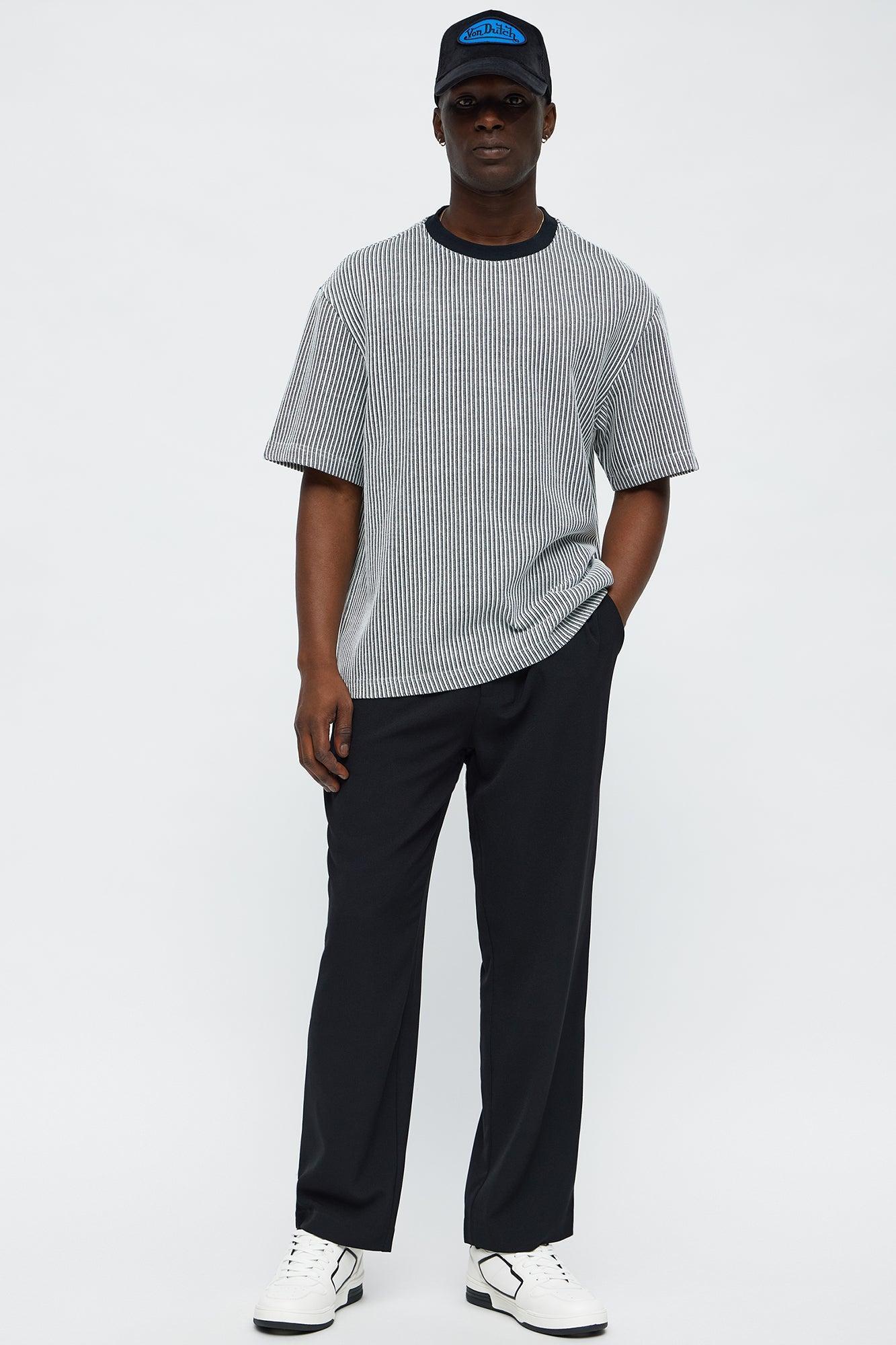 Relaxed Success Magnet Knitted Crewneck Tee - Black/White Product Image
