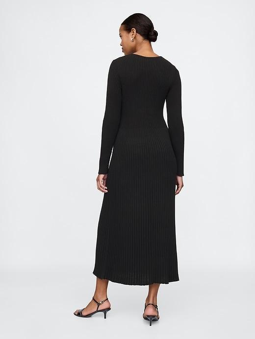 V-Neck Rib Maxi Sweater Dress Product Image
