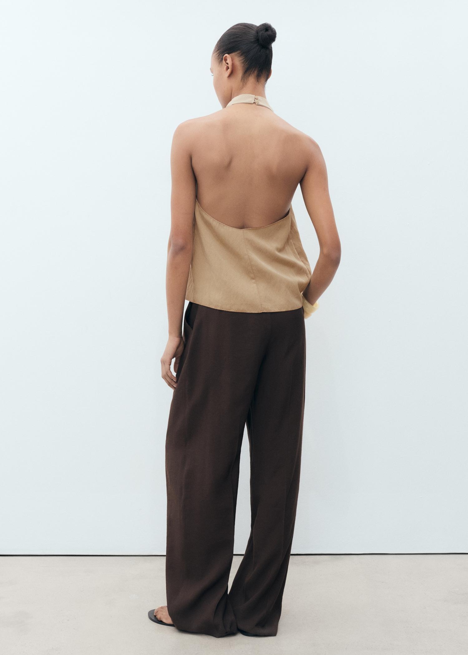 Lyocell top with draped neck - Women | MANGO USA Product Image