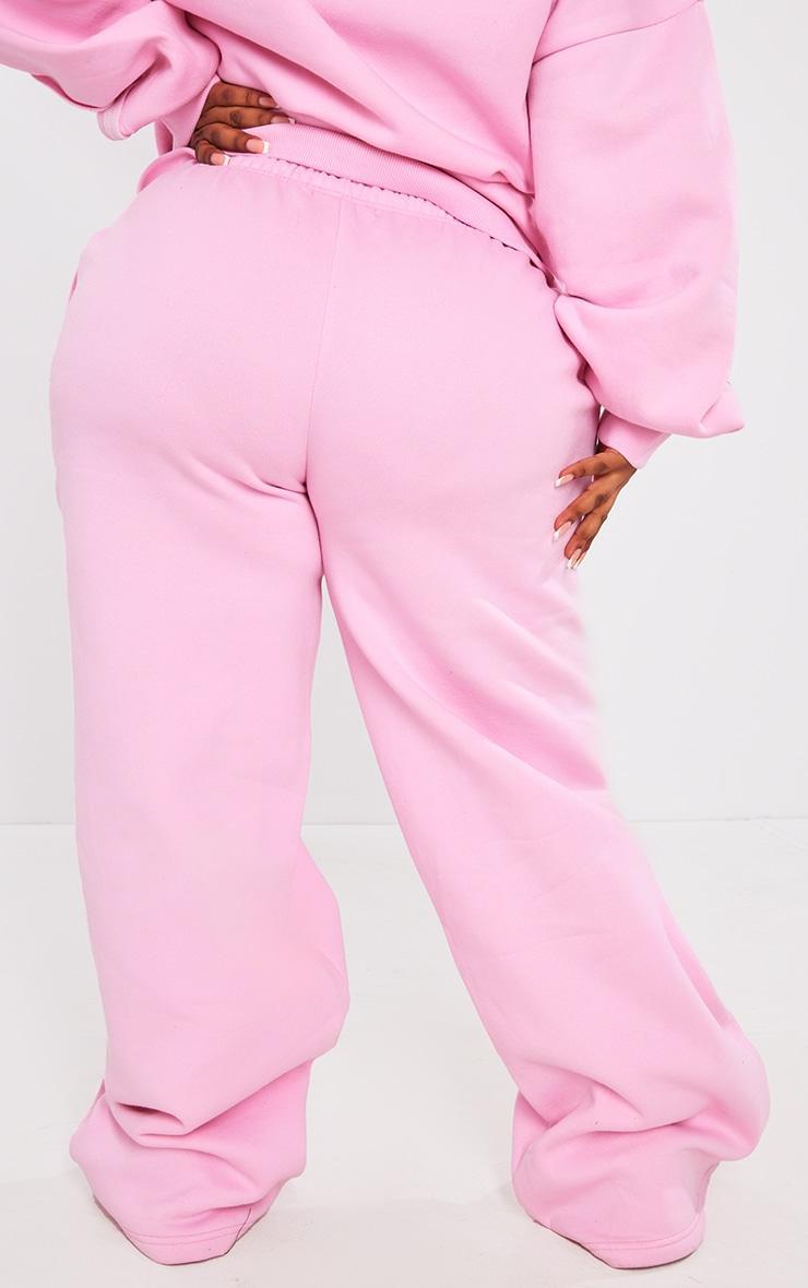 Plus Light Pink Oversized Wide Leg Seam Detail Sweatpants Product Image