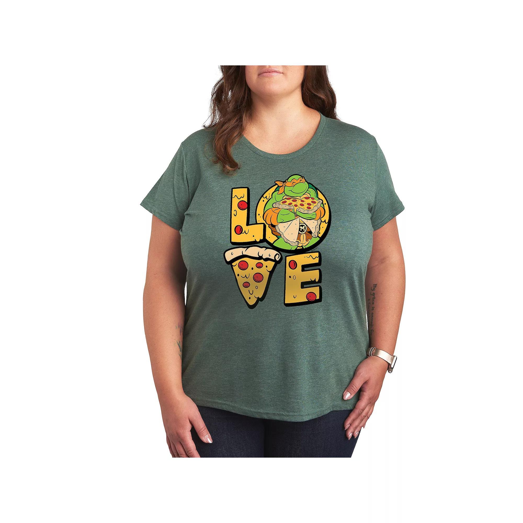 Plus Size Teenage Mutant Ninja Turtles Love Graphic Tee, Womens Grey Gray Product Image