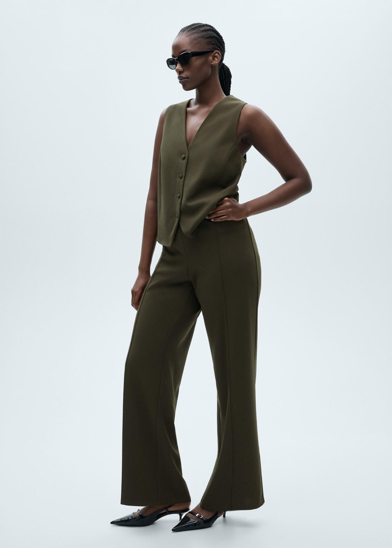 Straight knitted pants - Women | MANGO USA Product Image