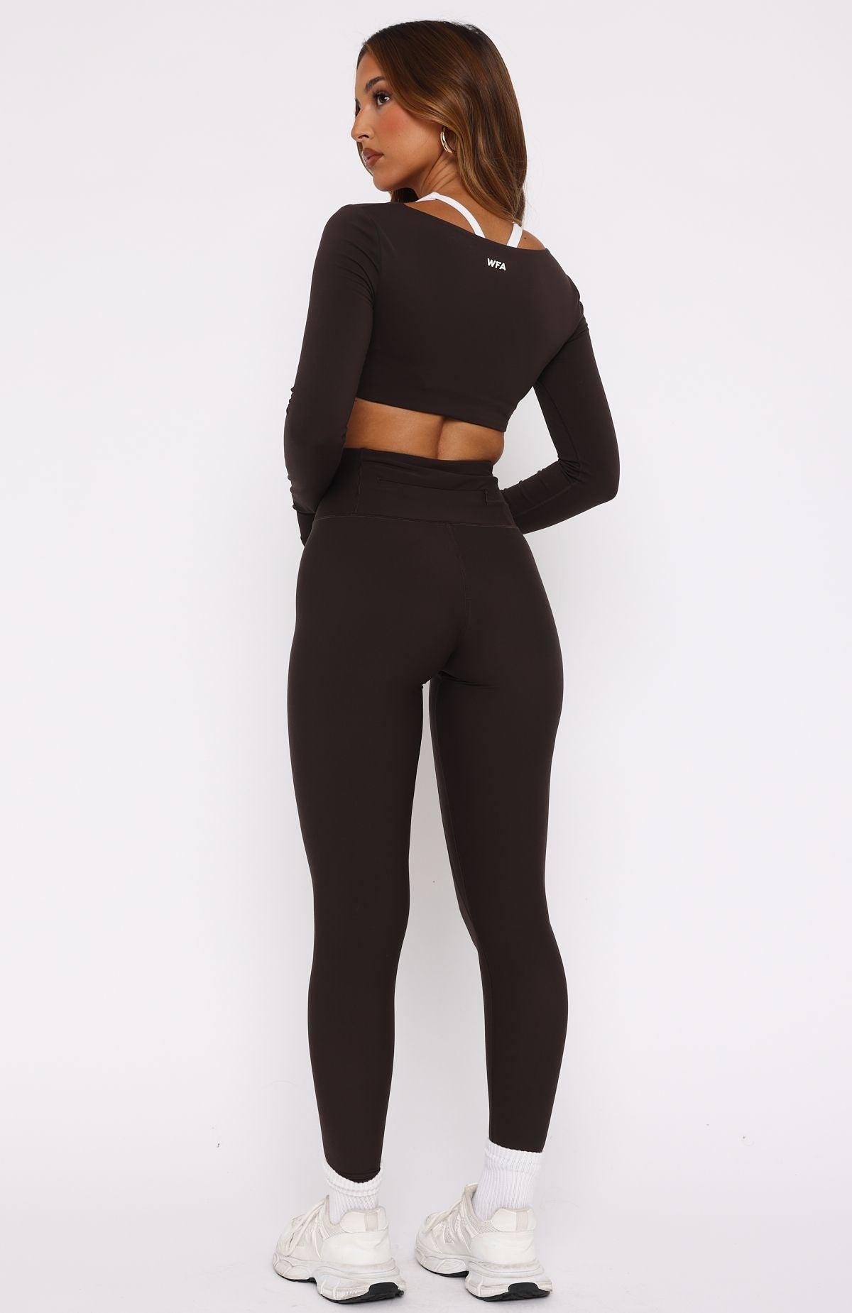 Sprinting Zip Pocket Leggings Espresso Product Image