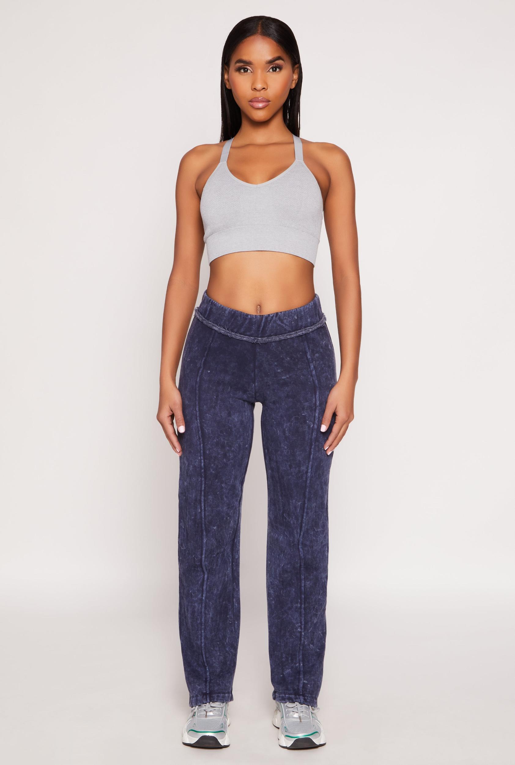 Womens Fleece Acid Wash Pintuck Sweatpants Product Image