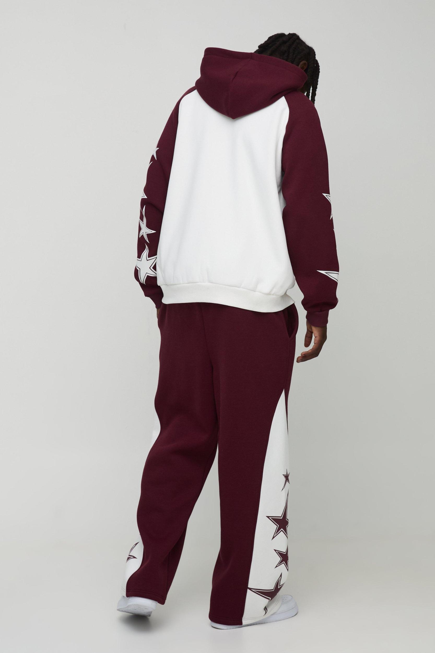 Oversized Raglan Homme Star Gusset Zip Through Hooded Tracksuit | boohooMAN USA Product Image