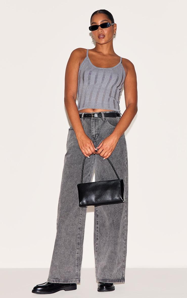 Charcoal Ladder Knit Cami Top Product Image
