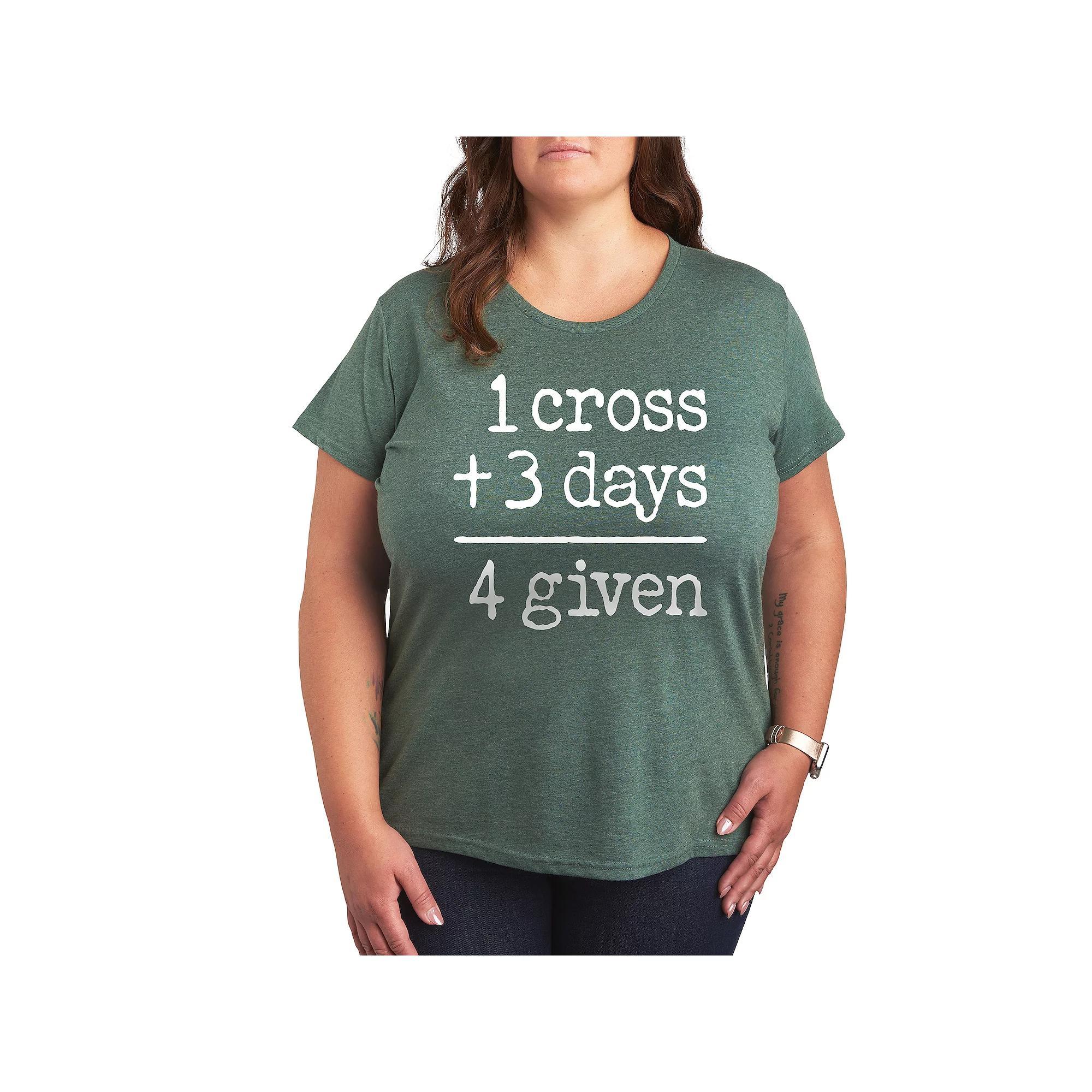 Plus Size One Cross Three Days Graphic Tee, Womens Grey Green Product Image