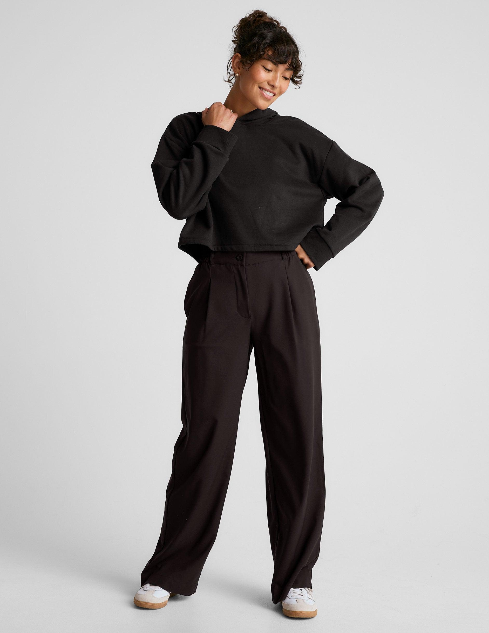 LuxeFleece Happiness Cropped Hoodie Product Image
