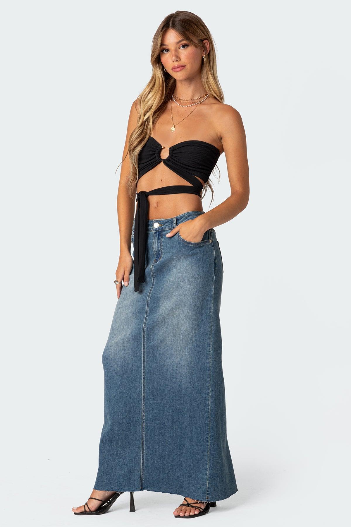 Edikted Womens Zia Ribbed Ring Tie Crop Top Product Image