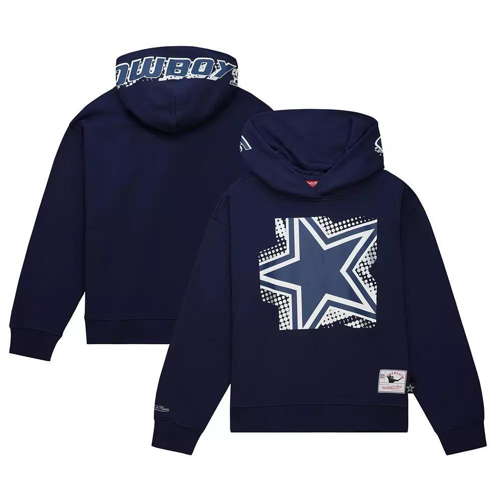 Women's Mitchell & Ness Navy Dallas Cowboys Gridiron Classics Big Face 7.0 Pullover Hoodie, Size: XS, Blue Product Image