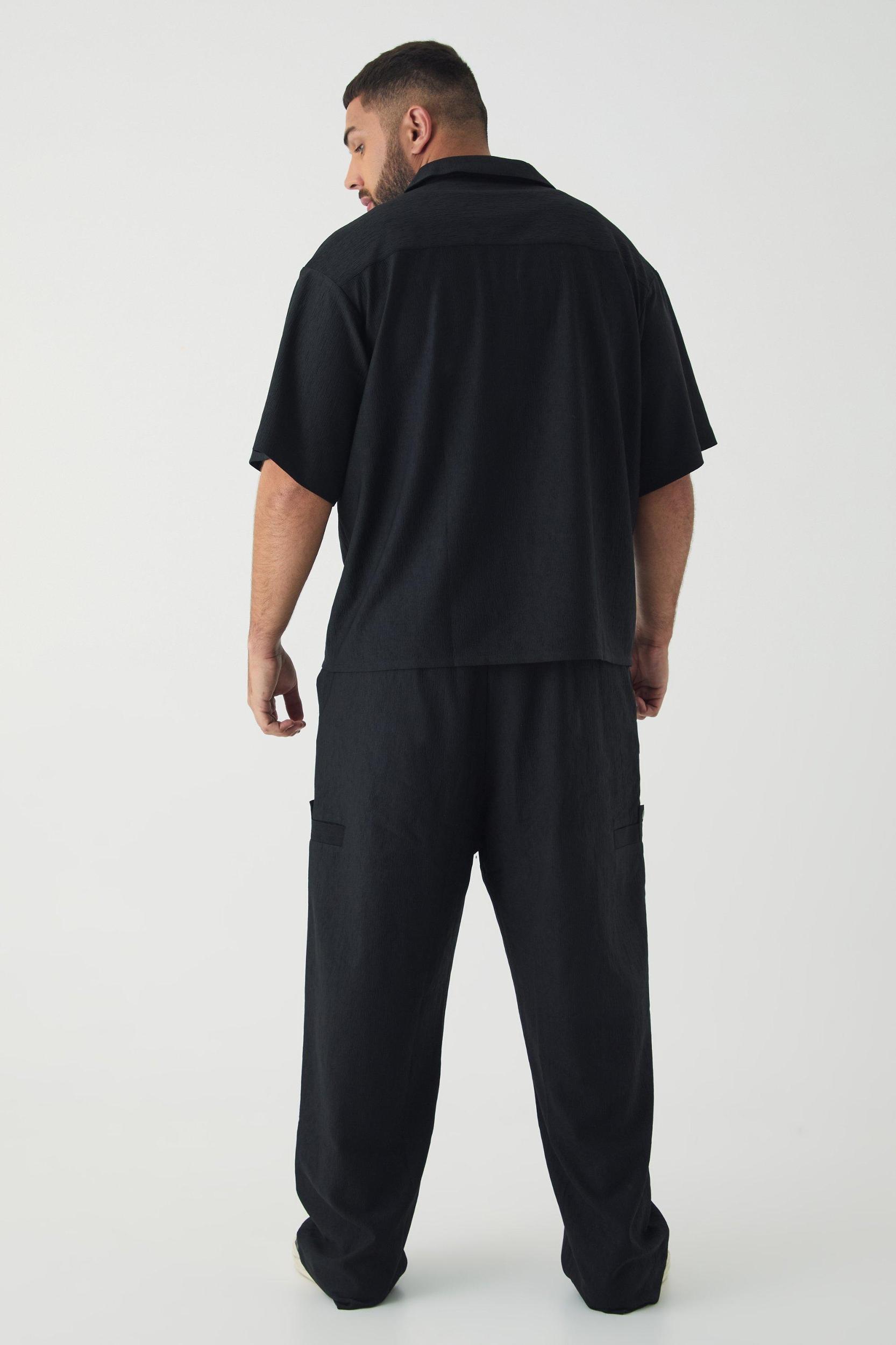 Plus Textured Pleated Zip Up Shirt | boohooMAN USA Product Image