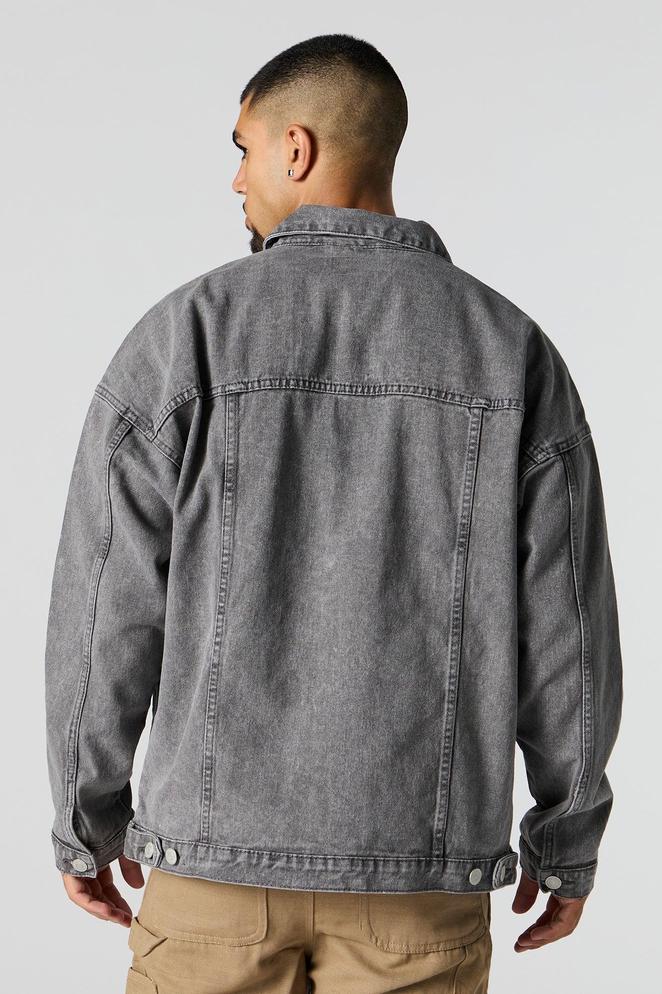 Acid Wash Denim Trucker Jacket Male Product Image