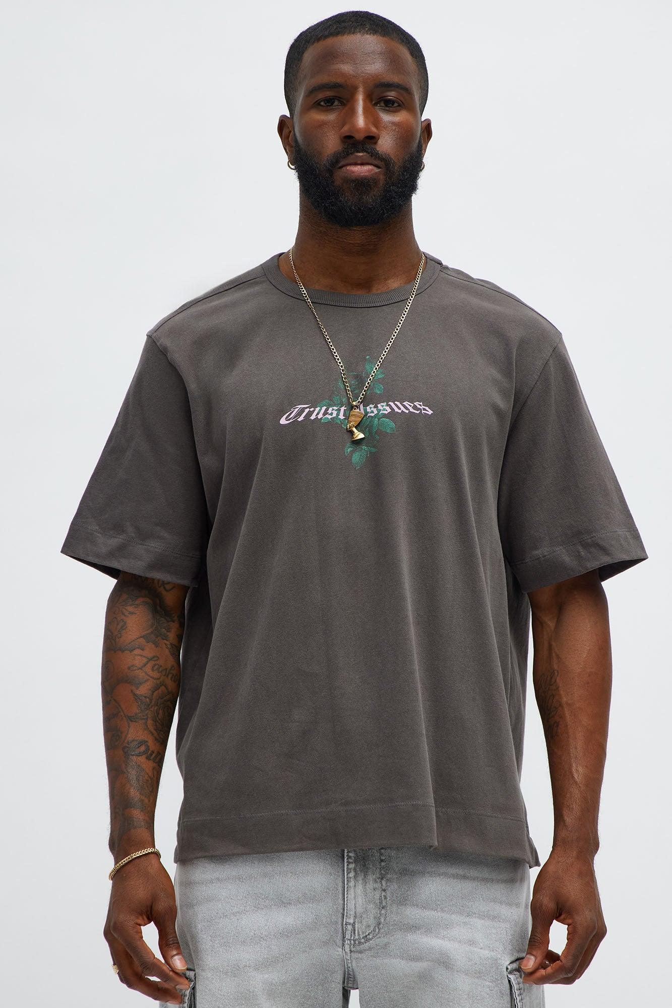 Trust Issues Oversized Short Sleeve Tee - Dark Grey Male Product Image