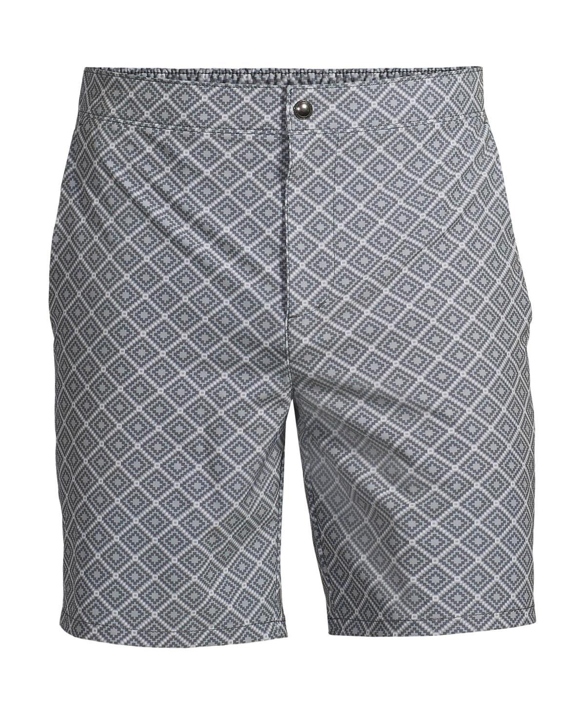 Men's Lands' End 7" Sunset Swim Trunks, Size: XXL, Deep Blue Diamond Geo Product Image