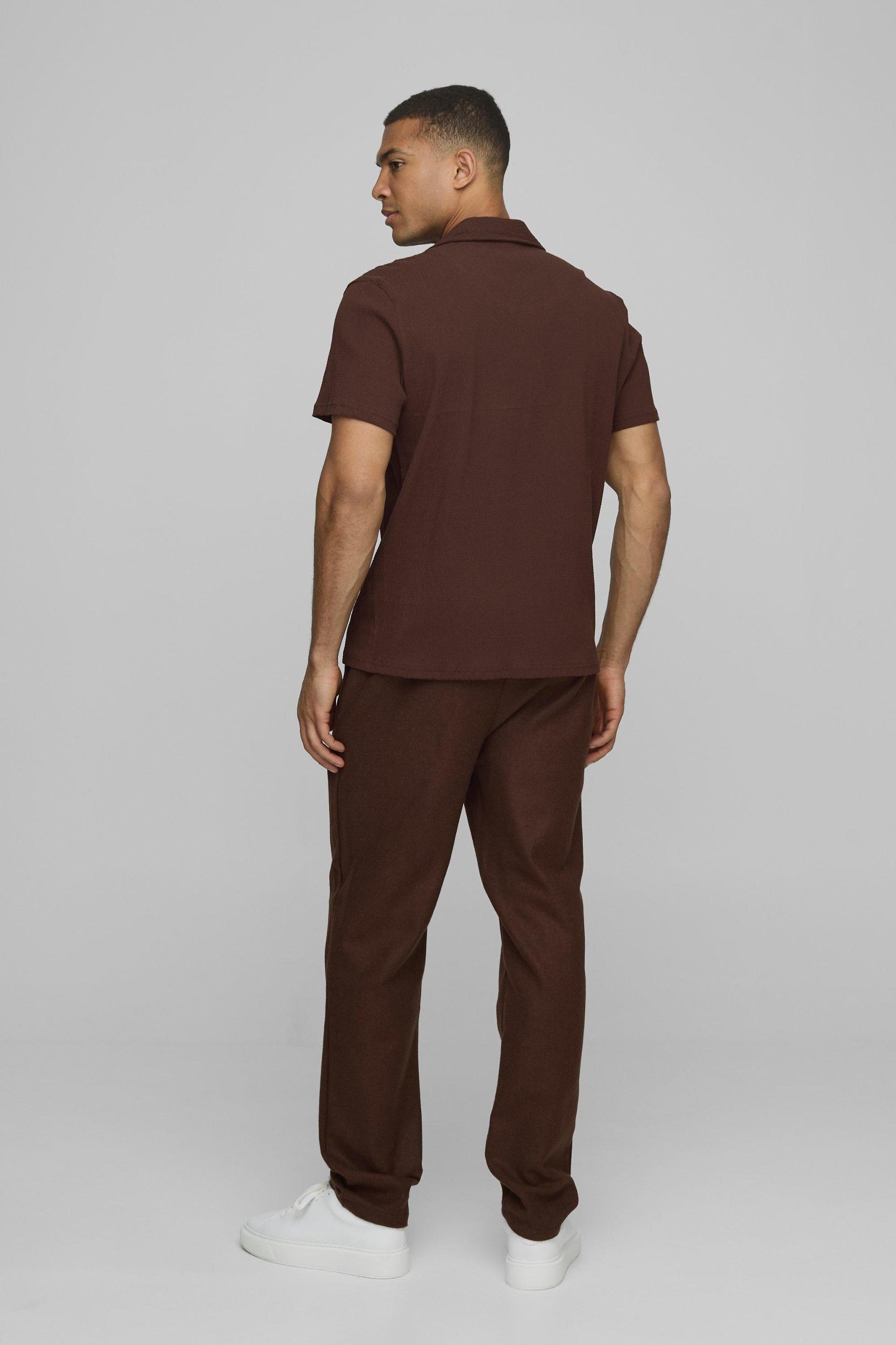 Straight Leg Brushed Texture Pants | boohooMAN USA Product Image