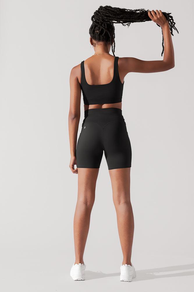 Cargo Midi Short with Pockets - Black Product Image