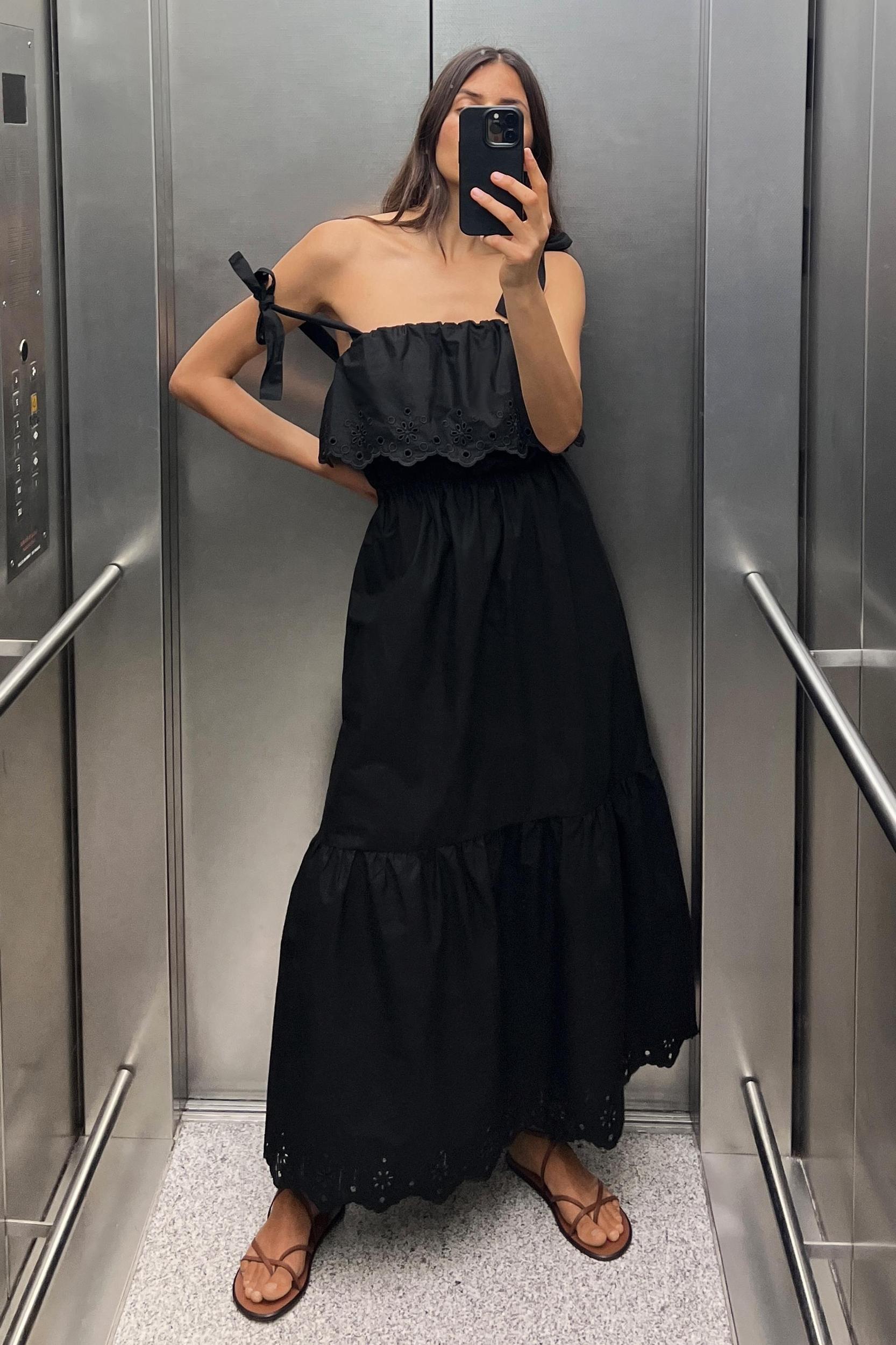 OPENWORK EMBROIDERY MIDI DRESS Product Image