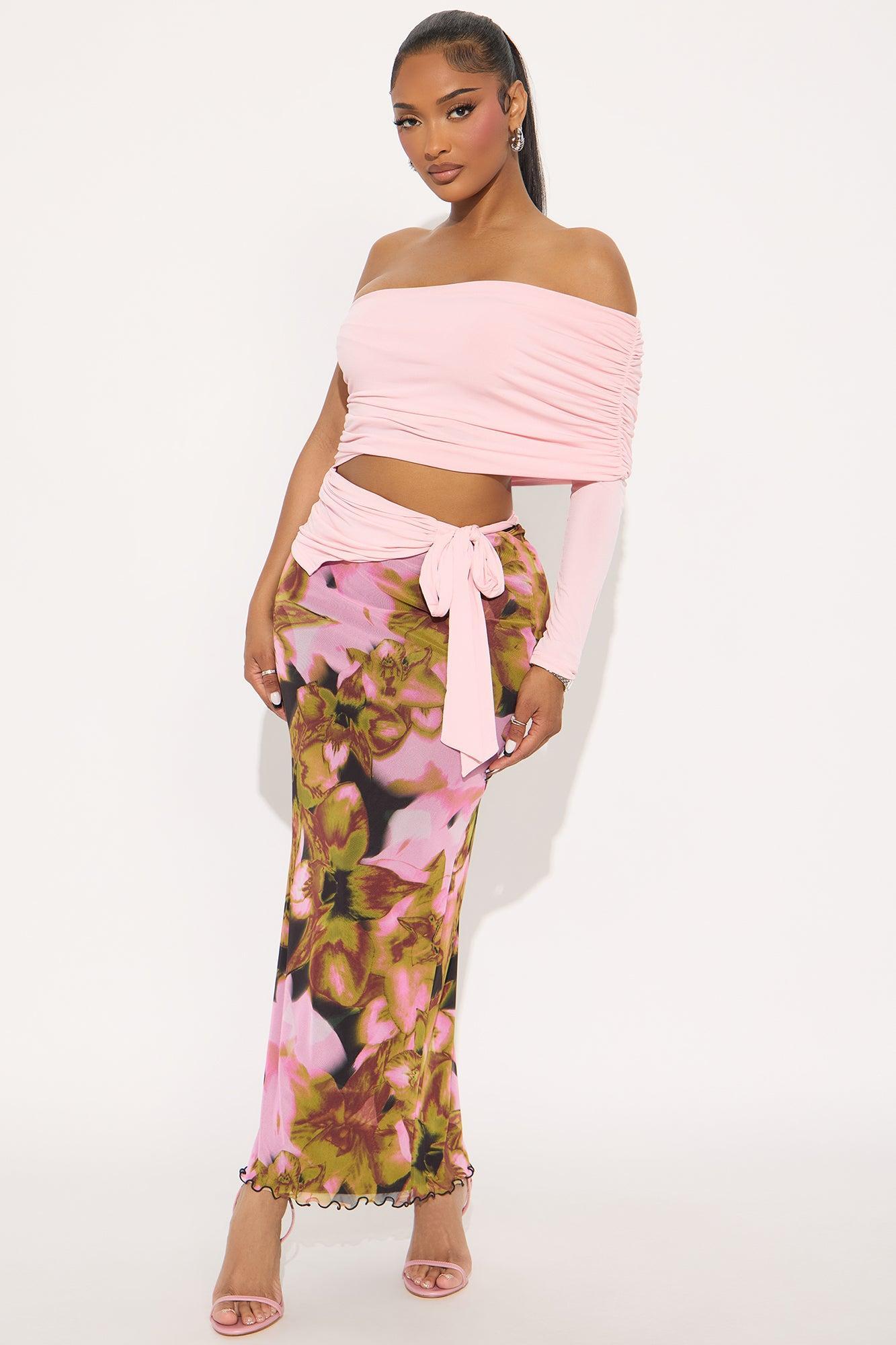 Striking One Shoulder Cut Out Top - Pink Product Image