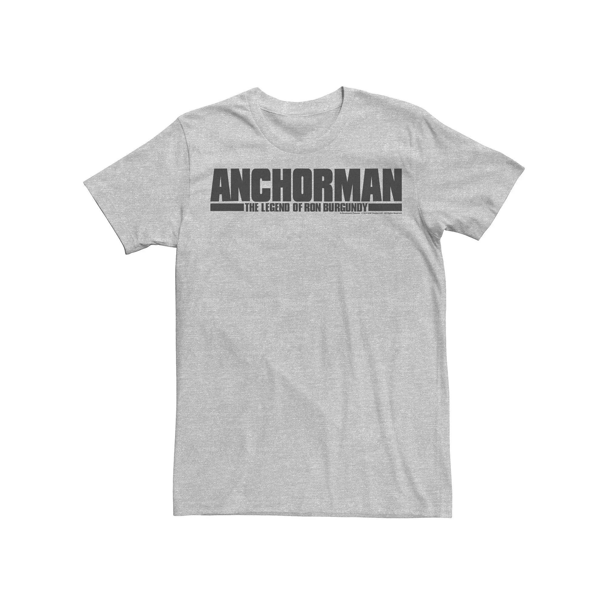 Men's Anchorman The Legend Of Ron Burgundy Logo Tee, Size: Medium, Athletic Grey Product Image