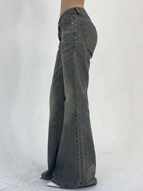 Vintage Washed Look Flare Jeans Product Image