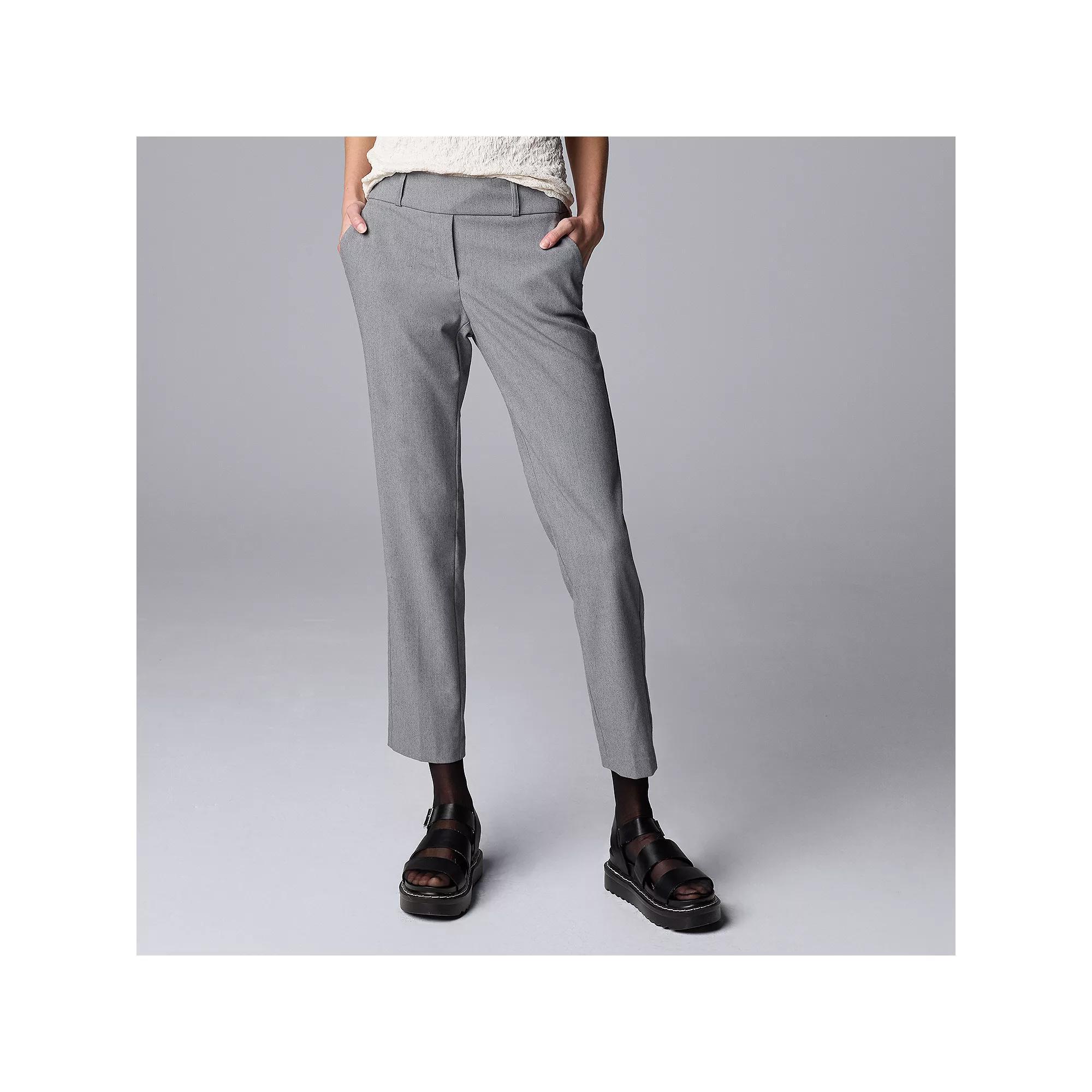 Women's Simply Vera Vera Wang Polished Twill Ankle Pants, Size: Medium, Grey Melange Product Image