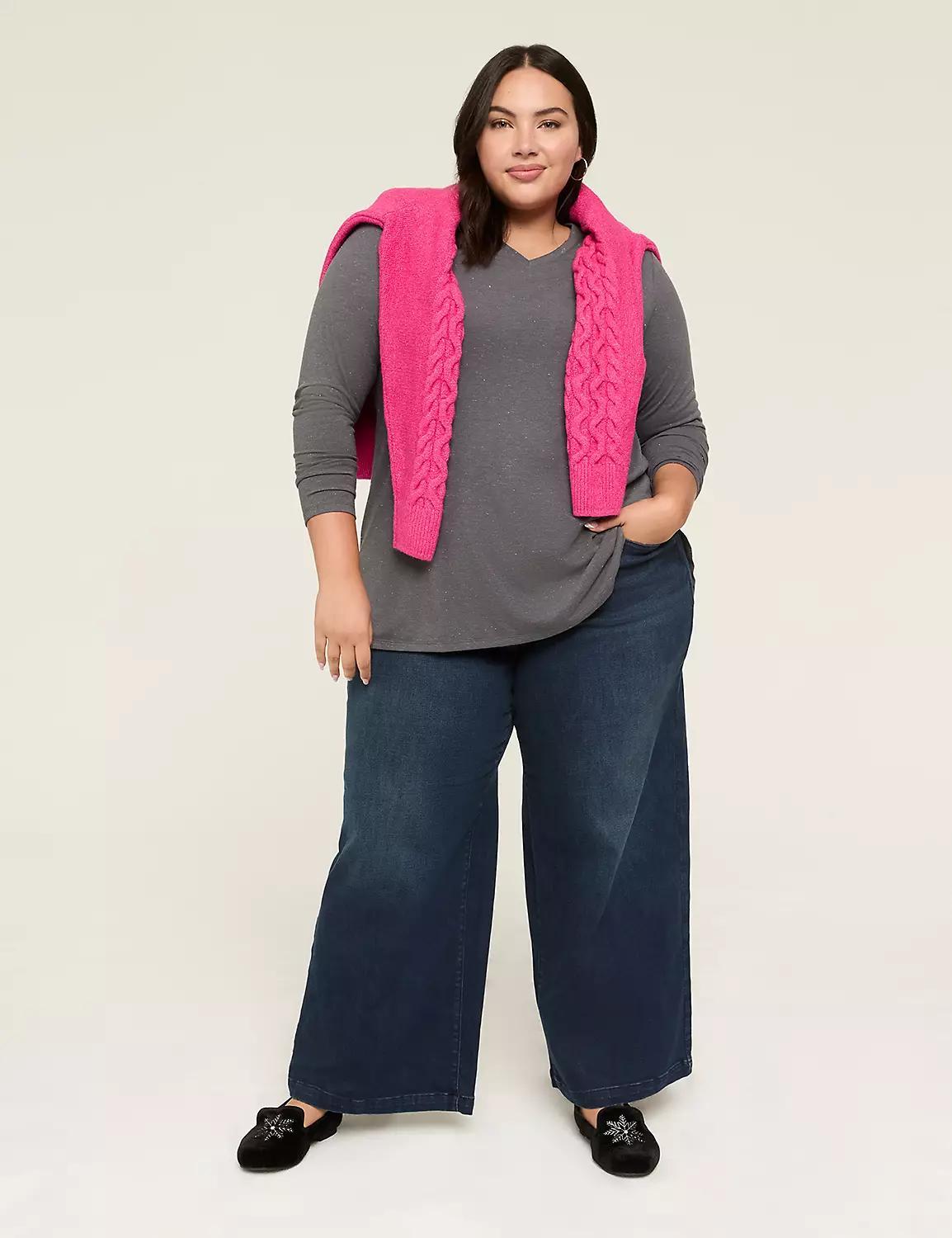 Shimmer V-Neck Tunic Tee Product Image
