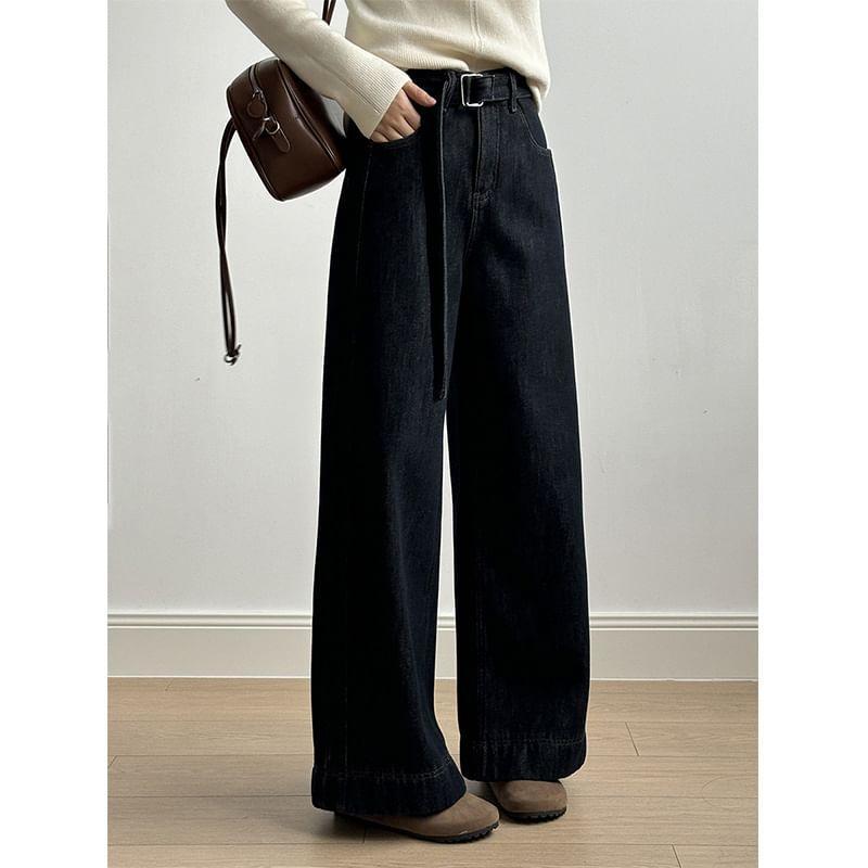 High Rise Plain Wide Leg Jeans Product Image