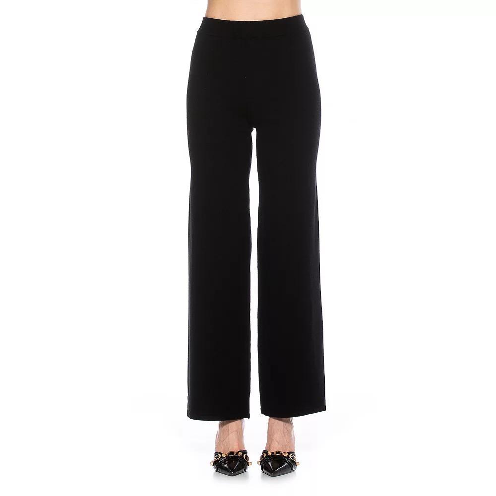 Women's ALEXIA ADMOR Miles Knitted High Waisted Wide Leg Pants, Size: Medium, Brown Product Image