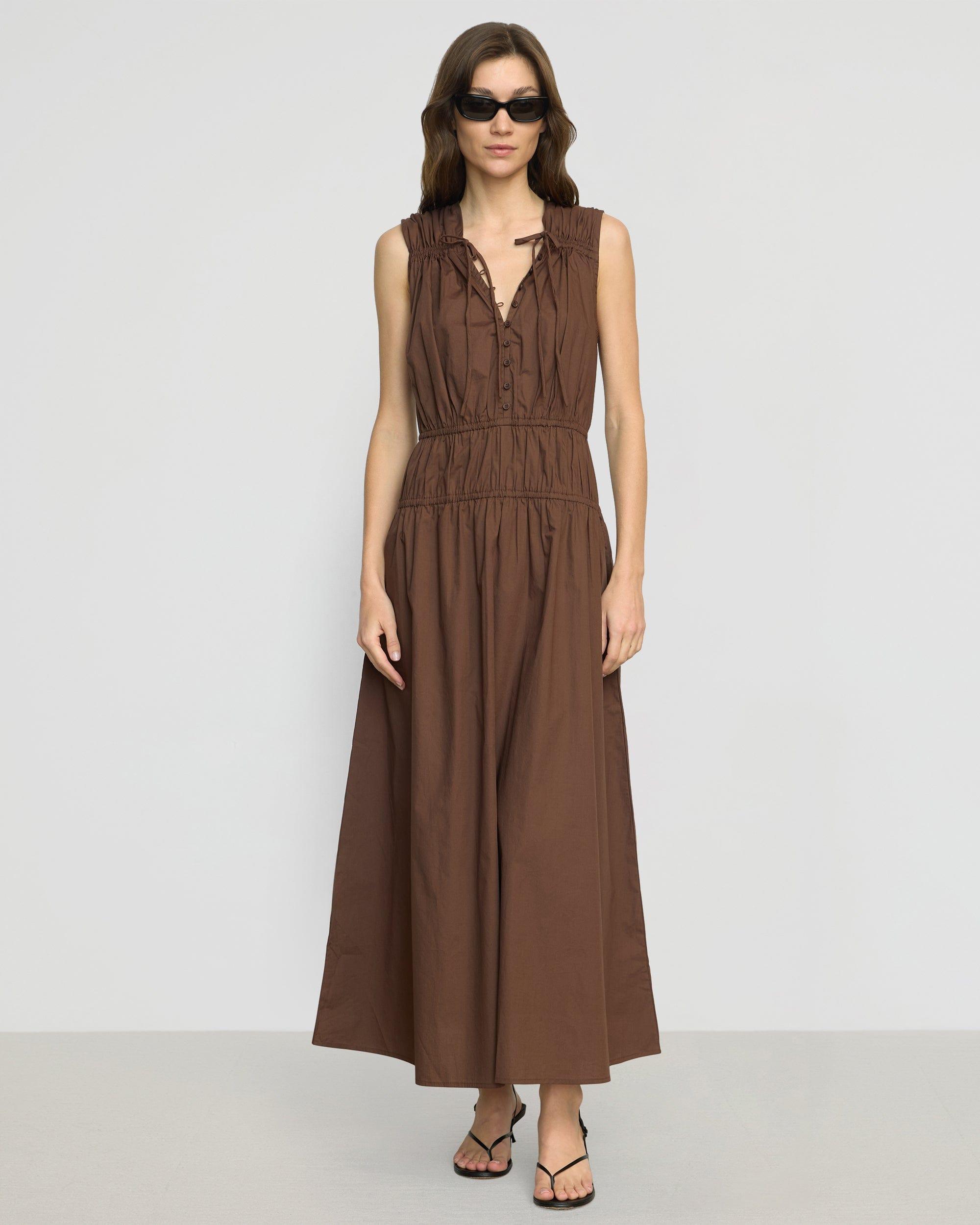Iga Gathered Organic Cotton Maxi Dress Product Image