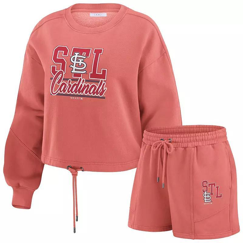 Women's WEAR by Erin Andrews Black Jacksonville Jaguars Washed Fleece Long Sleeve T-Shirt & Shorts Lounge Set, Size: Large Product Image