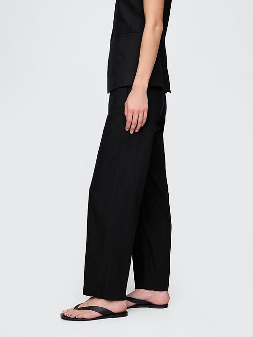 Linen-Blend Relaxed Straight Ankle Pants Product Image