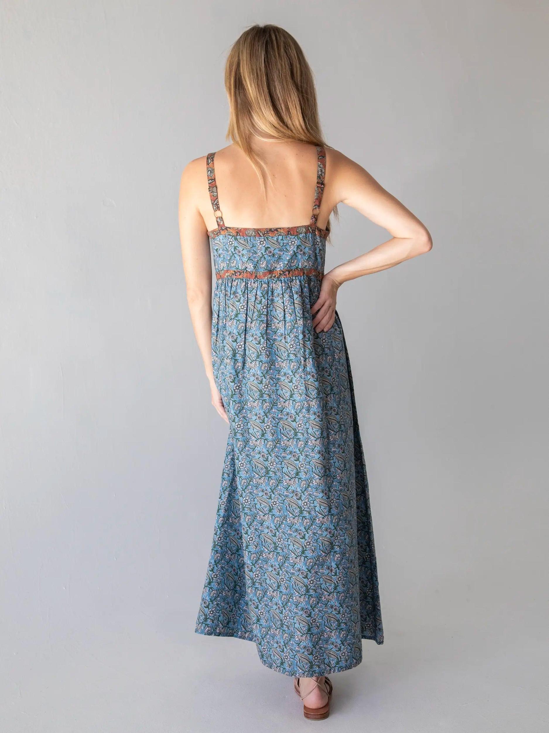 Sidney Maxi Dress - Blue Tan Lilies Product Image
