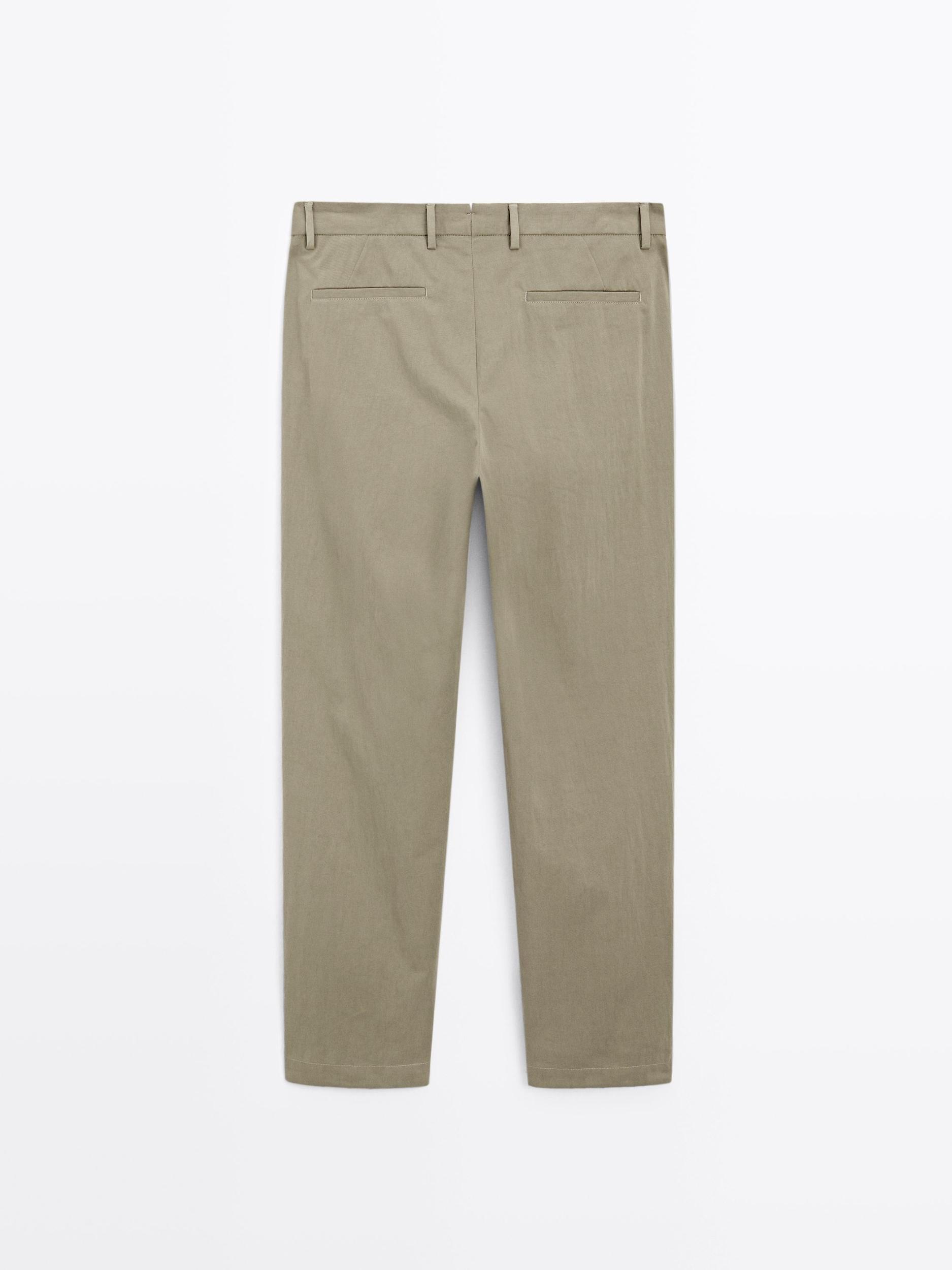 Cotton blend cigarette fit trousers Product Image
