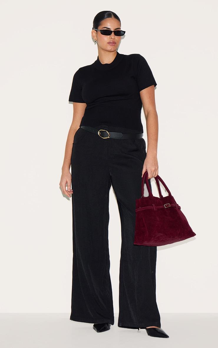 Plus Black Basic Knit T Shirt Product Image