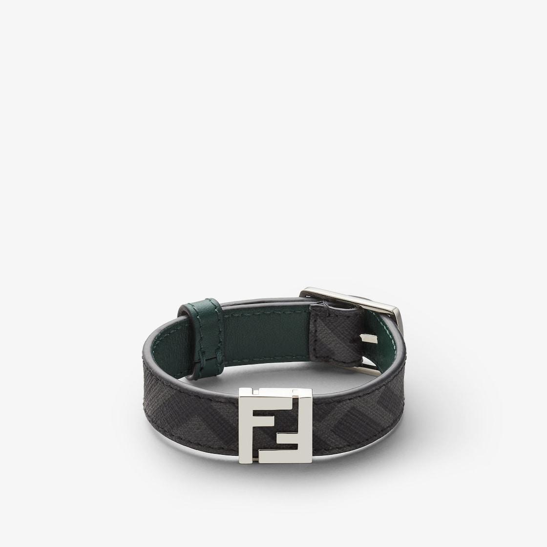 FF Bracelet Black FF Canvas and dark green leather bracelet Product Image