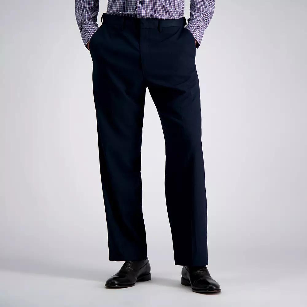 Mens J.M. Haggar Premium Classic-Fit Flat-Front Stretch Suit Pants Blue Herringbone Product Image