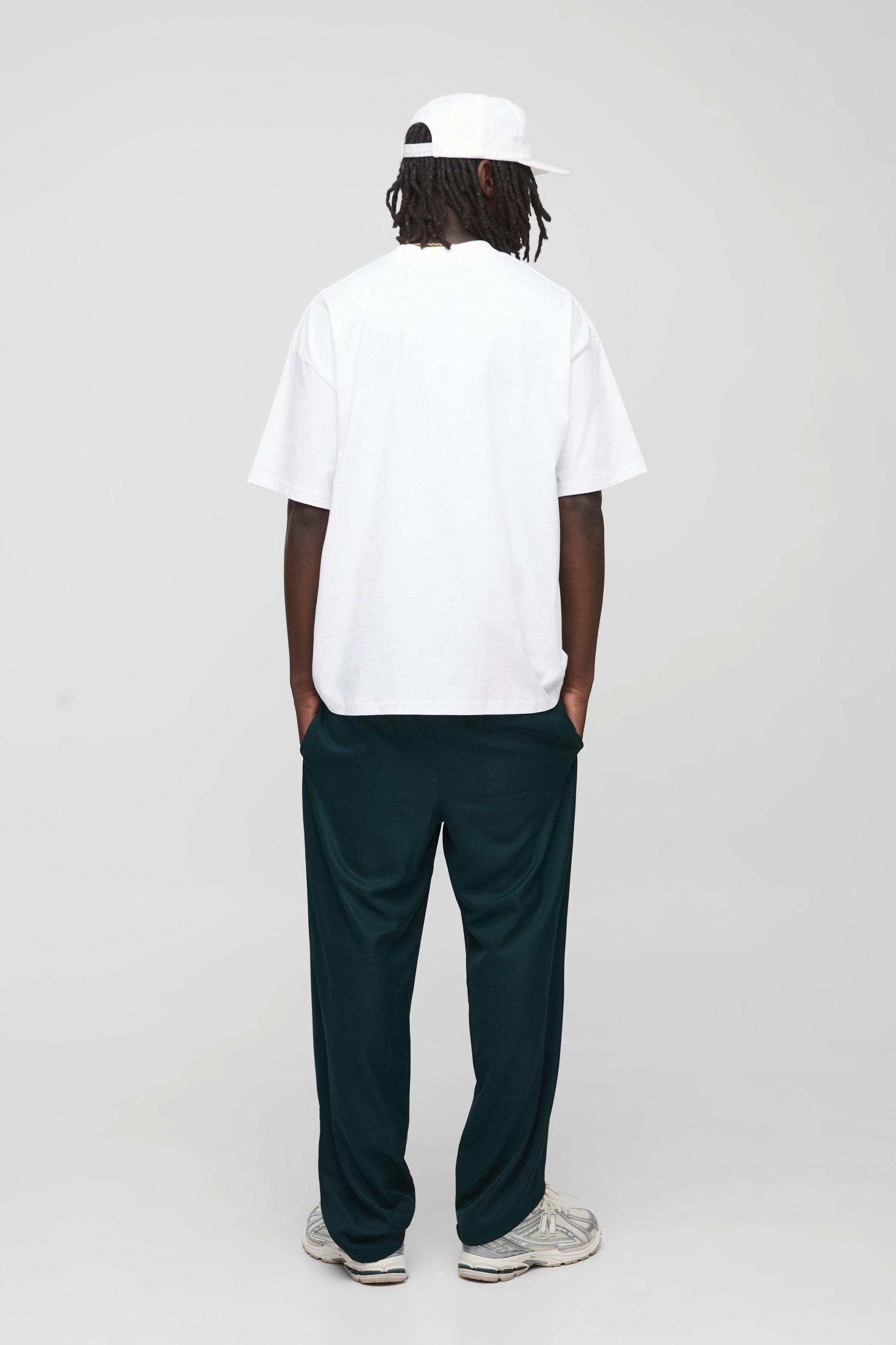 White Oversized Extended Neck Beverly Hills Palm T-Shirt | boohooMAN USA Product Image