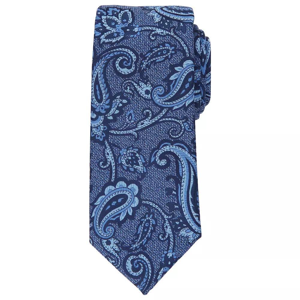 Men's Bespoke Paisley Patterned Tie, Blue Loder Product Image