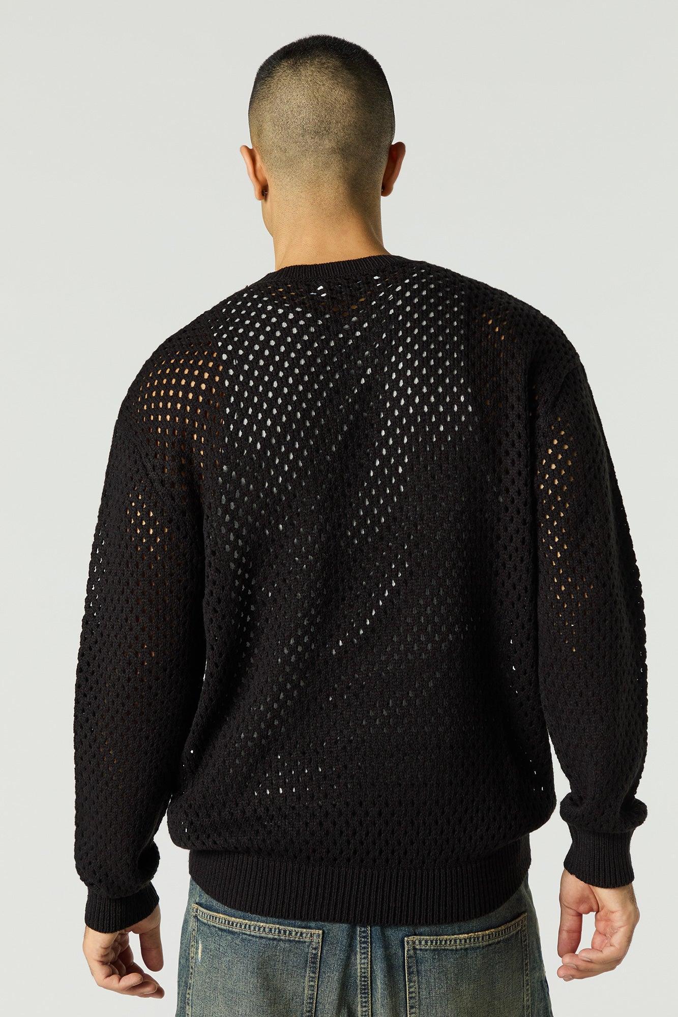 Open Knit Crewneck Sweater Male Product Image