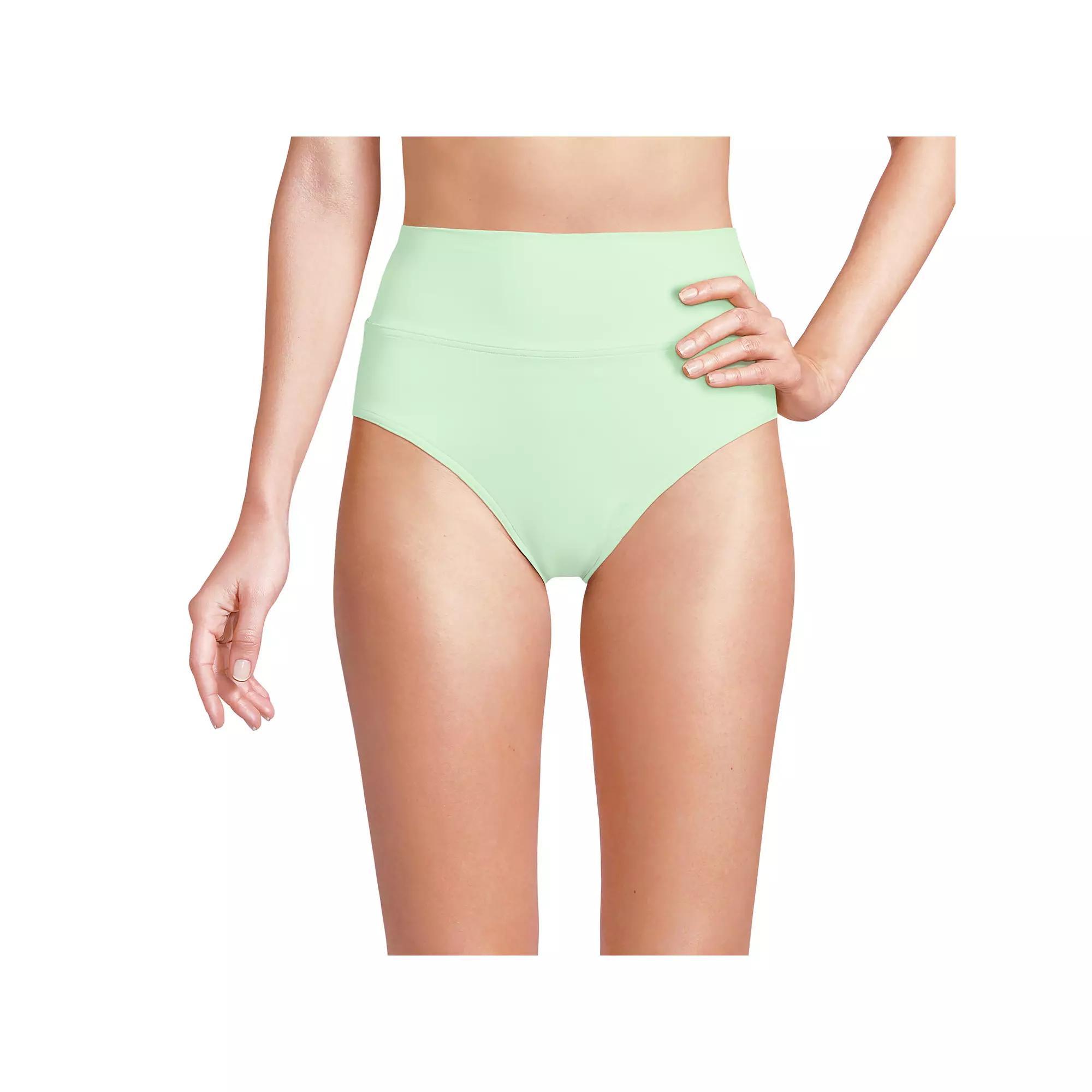 Women's Lands' End Chlorine Resistant Fold Over High Waisted Bikini Bottoms, Size: 12, Icy Mint Green Product Image