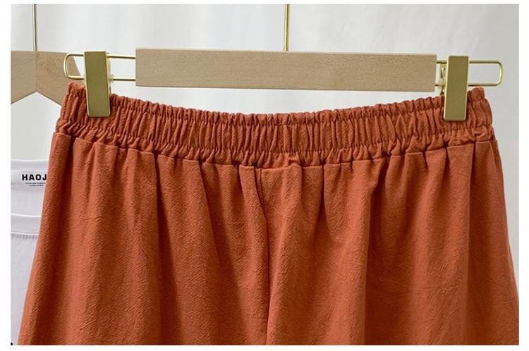 Elastic Waist Plain Cropped Tapered Pants Product Image