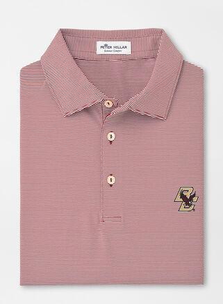 Peter Millar Mens Boston College Jubilee Stripe Performance Polo | Color: Maroon | Size: XL | BC Product Image