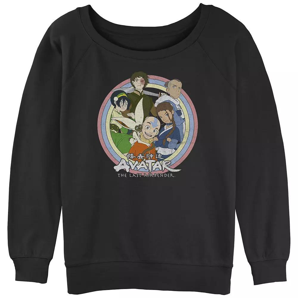 Juniors' Avatar The Last Airbender Group Stamp Slouchy Terry Graphic Pullover, Women's, Size: Large, Black Product Image