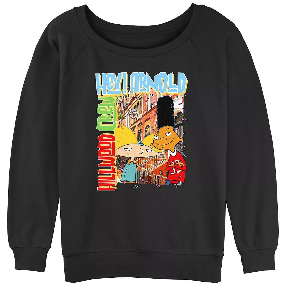 Juniors' Hey Hillwood Crew Slouchy Terry Graphic Pullover, Women's, Size: Medium, Black Product Image