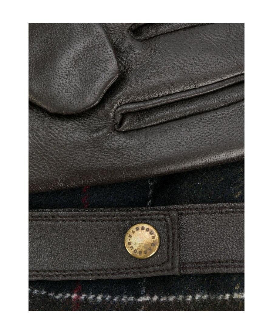 BARBOUR Check-pattern Leather Gloves In Black Product Image