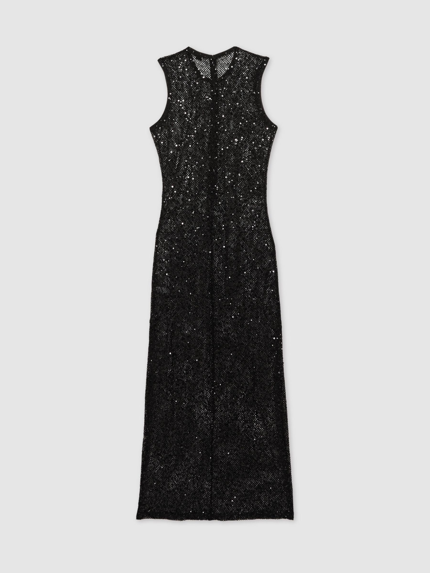 Good American Sequin Crochet Beach Cover-Up Dress in Black Product Image